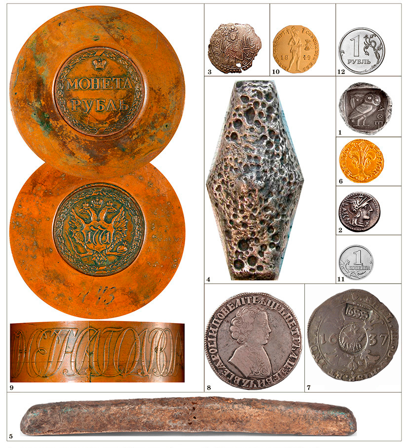 Монеты разных эпох в натуральную величину