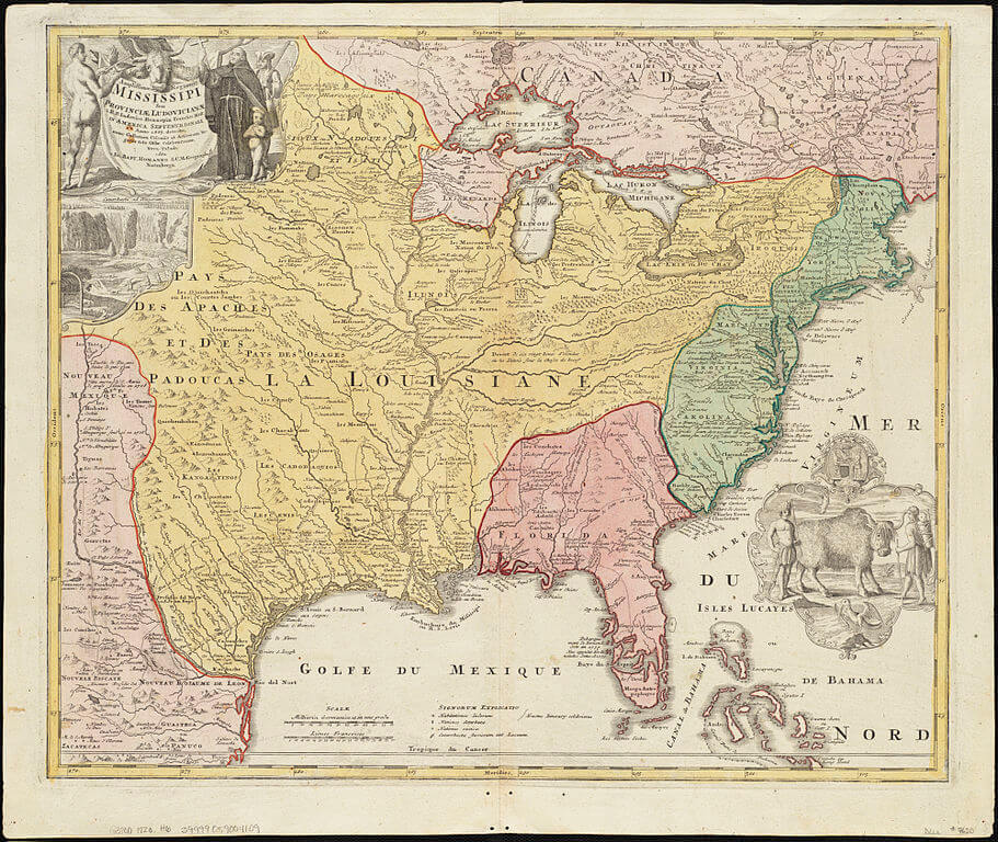 ​​​​​​​​​​​​​​Французская карта части Северной Америки с изображением Луизианы
