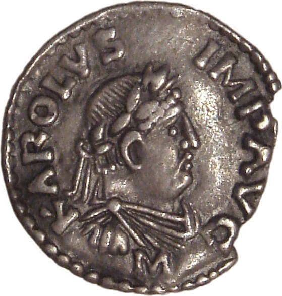 Портрет Карла Великого на монете